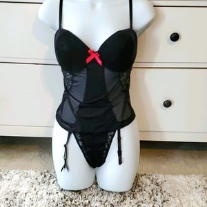 Black corset lingerie with matching panties